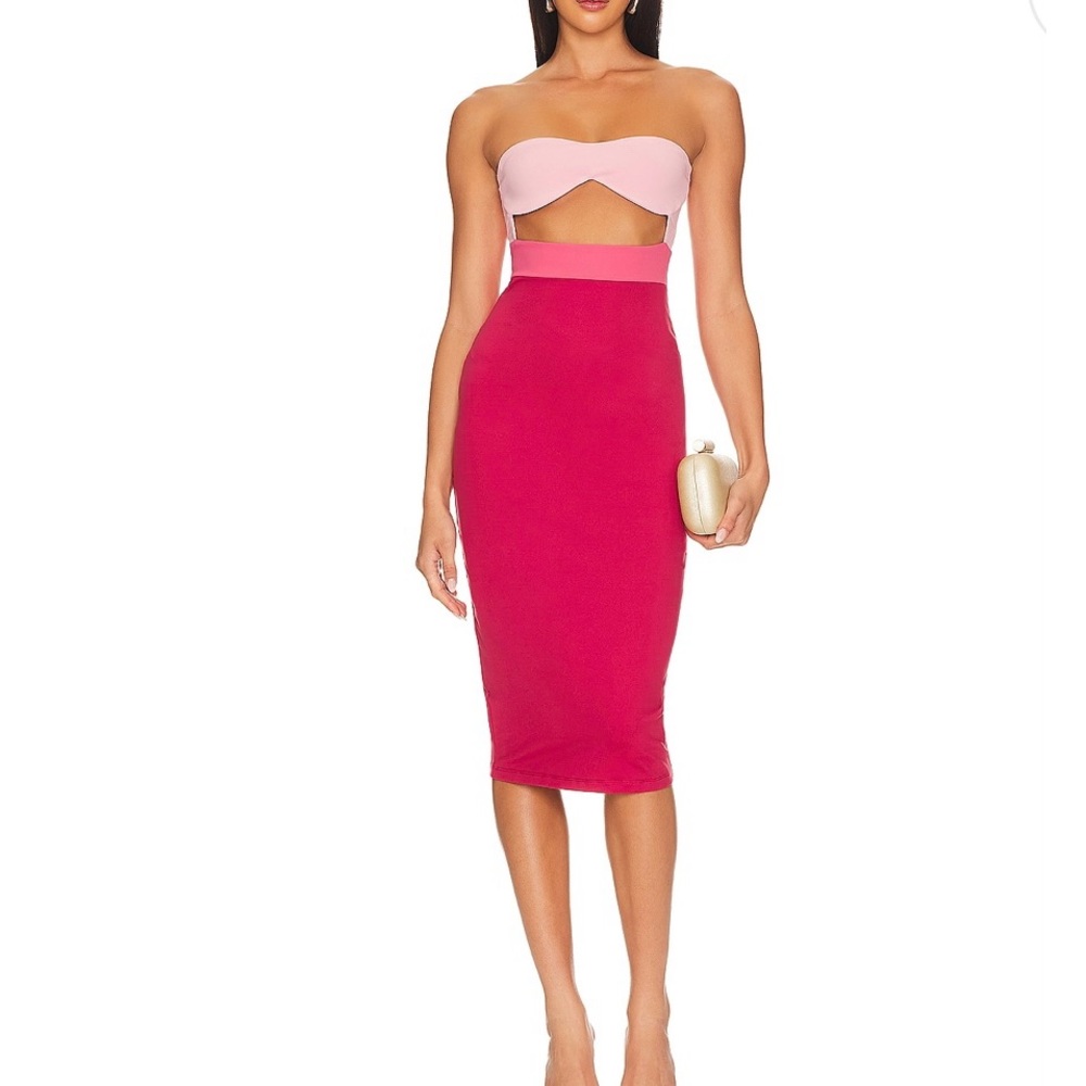 Susana Monaco Elegant Red and Pink Strapless Dress NWT size S